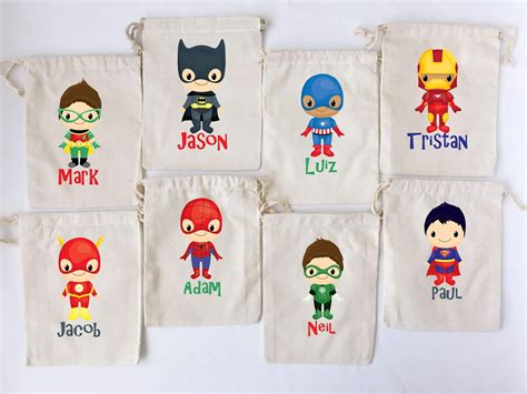 Superhero Favor Bags Superheroes Party Favors Personalized Etsy