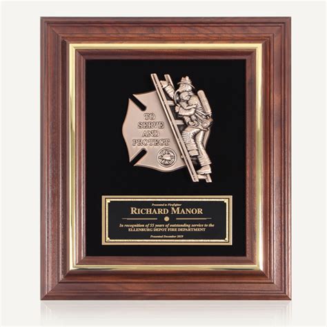 11 12 X 13 12 Genuine Walnut Engraved Firefighter Frame Plaque Awa