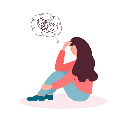 Sad Woman In Depression Sitting And Thinking Over Problems Confused