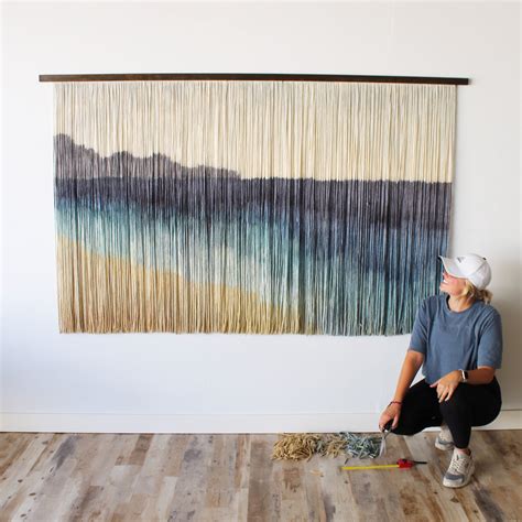 Ocean Dip Dyed Yarn Tapestry Modernyarn By Lauren Wallace Fiber Art