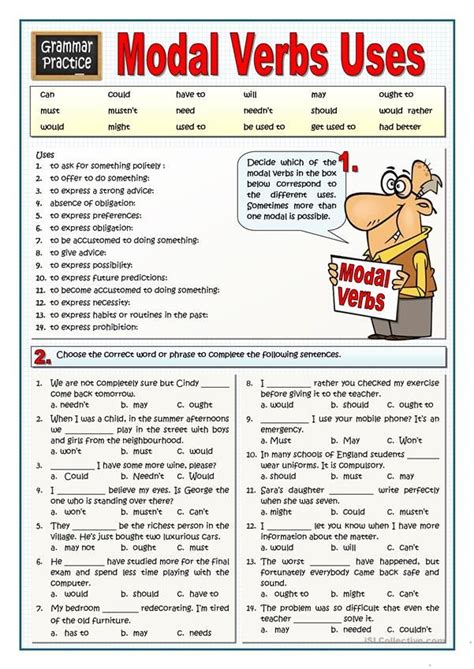 Modal Verbs Uses English Grammar Verb Worksheets English Verbs