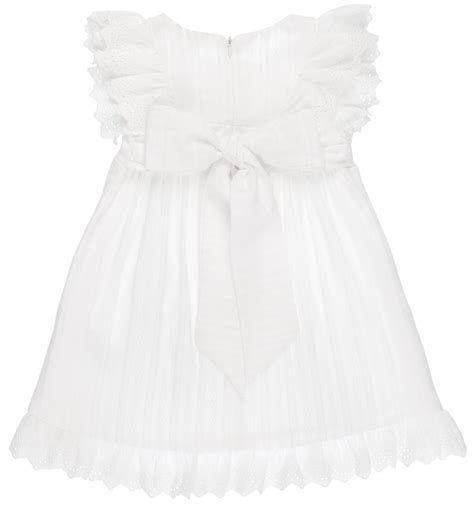 Dadati Vestido Ni A Rayas Volantes Bordados Algod N Blanco Missbaby