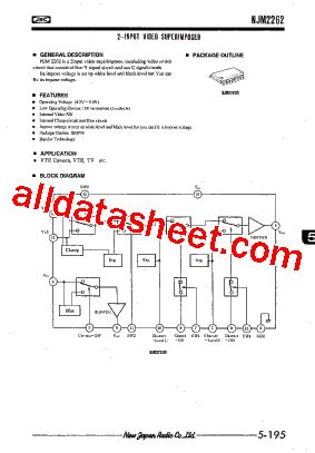 NJM2262M Datasheet PDF New Japan Radio