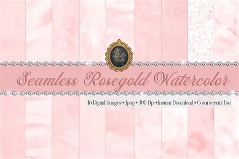 Seamless Rosegold Watercolor Digital Papers By Artinsider