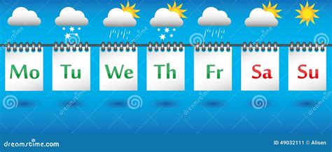 Calendar Weather Forecast For The Week, Icons And Badges Stock Vector ...