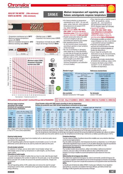 Chromalox Heating Cables And Accessories Spec Sheet Pdf