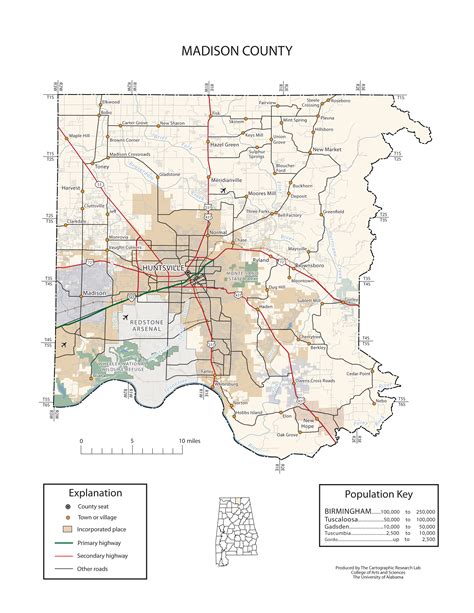 Madison County Al Map | Cities And Towns Map