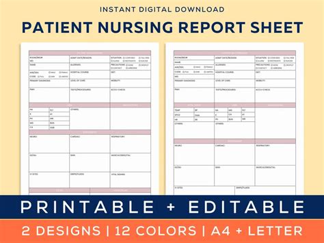 Nursing Report Sheet Sbar Rn Handoff Nurse Brain Sheet Etsy Artofit