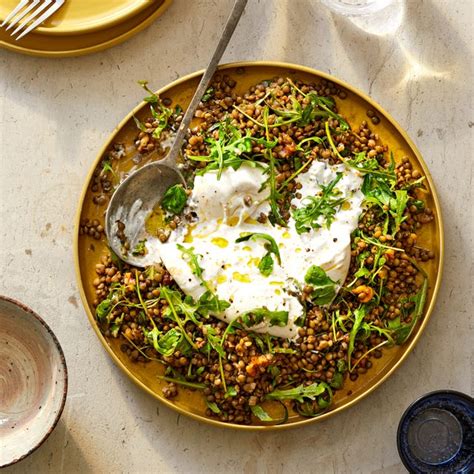 Best Herby Lentil And Burrata Salad Recipe How To Make Herby Lentil