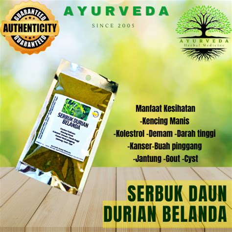 Ayurveda Serbuk Daun Durian Belanda Gm Original Labtest Approved