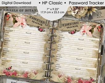 Password Tracker Classic Happy Planner Printable Classic Happy Planner