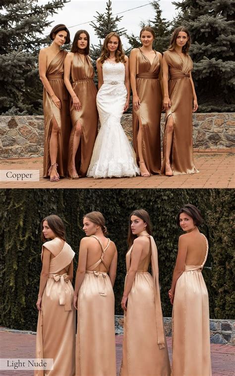 Gold Bridesmaid Dress Multiway Dress Satin Bridesmaid Dress Etsy In