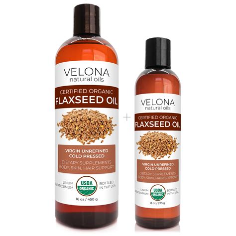 Velona USDA Certified Organic Flaxseed Oil 24 Oz 100 Pure And