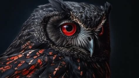 Premium Ai Image Beautiful Owl With Red Eyes On A Black Background