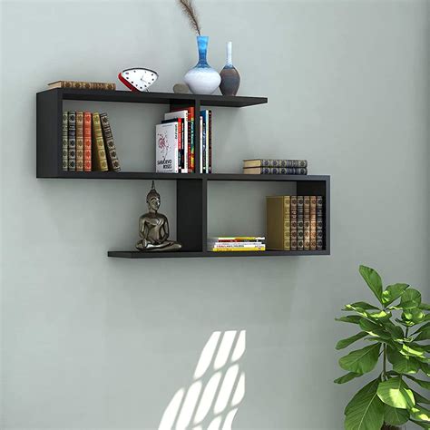 Buy Klaxon Engineered Wood Matt Finish S Shape Book Shelf Wall Shelf