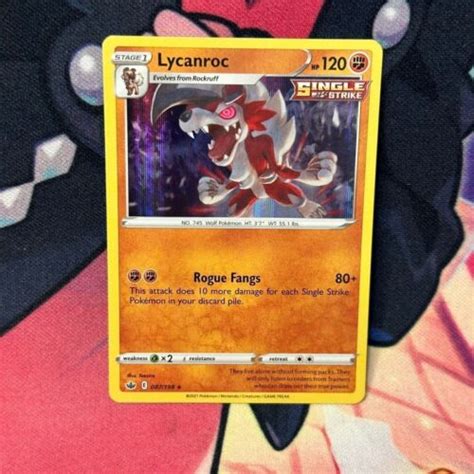 Lycanroc Card 087 198 SWSH Chilling Reign Pokemon Reverse Holo Rare NM