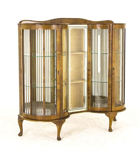 Antique Curio Cabinet | Art Deco Cabinet | Curved Glass | Scotland | B797