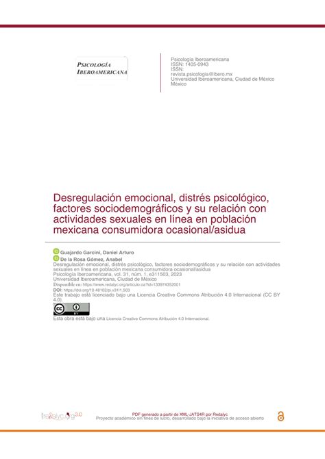 Pdf Desregulación Emocional Distrés Psicológico Factores