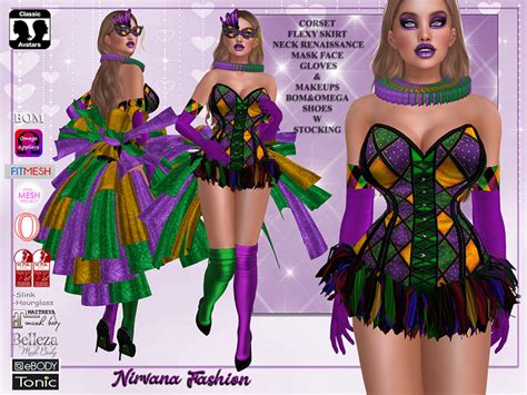 Second Life Marketplace [nf] Female Mardi Gras Costume [feather