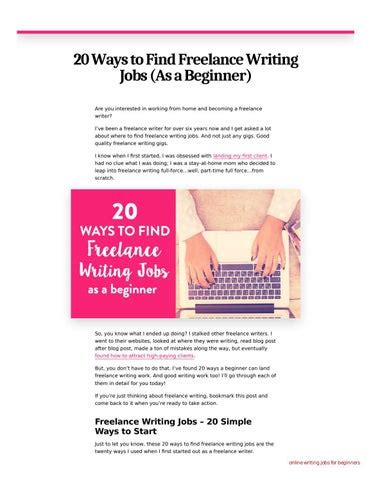 20 Ways To Find Freelance Writing Jobs As A Beginner By Beetooalali