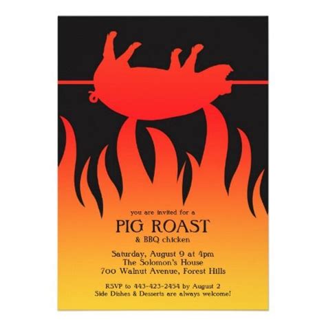 Pig Roast BBQ Flat Invitation Zazzle Pig Roast Pig Roast Party