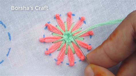 Hand Embroidery Flower Stitch Very Simple Flower Embroidery Tutorial For Beginner Easy