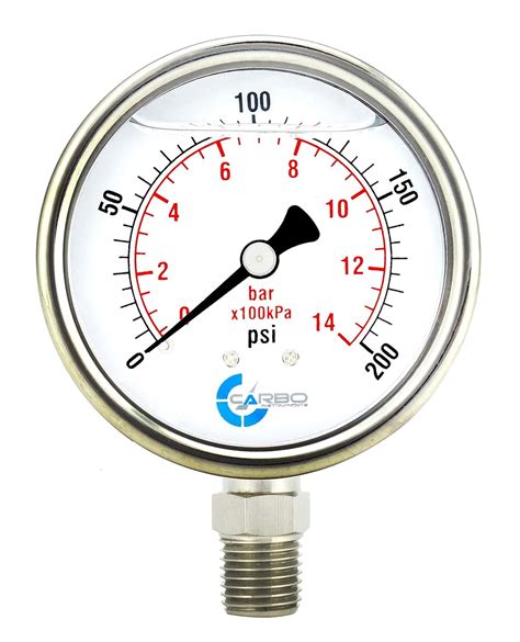 Pressure Gauge Stainless Steel Case Chrome Plated Brass Connection