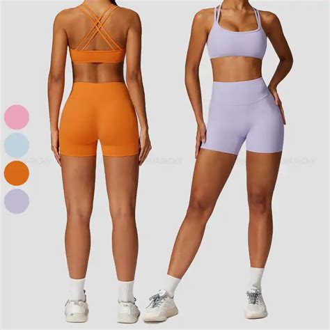 Custom Logo Womens Sexy Gym Sports Apperel Wear Set Two Piece Running