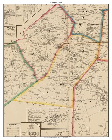 Freehold New Jersey 1861 Old Town Map Custom Print Monmouth Co Old Maps