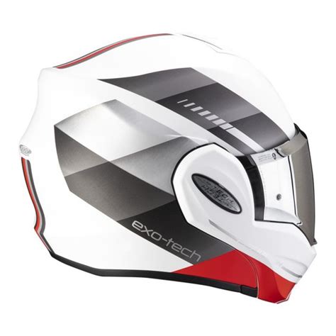 Casco Scorpion EXO TECH EVO Genre Blanco Mate Plata Rojo Scorpion Exo