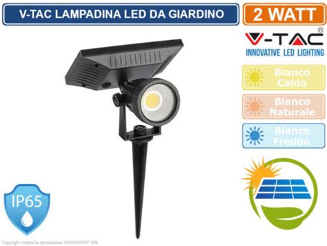 V TAC VT 952 LAMPADA LED GIARDINO 2W IP65 PANNELLO SOLARE E SENSORE