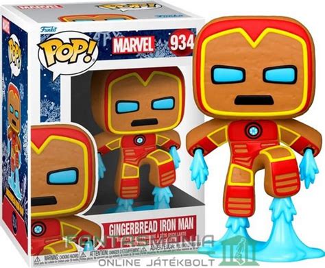 10cmes Funko Pop 934 Vasember Figura Marvely Holiday Gingerbread Iron Man Nagyfejű Karikatúra Figu