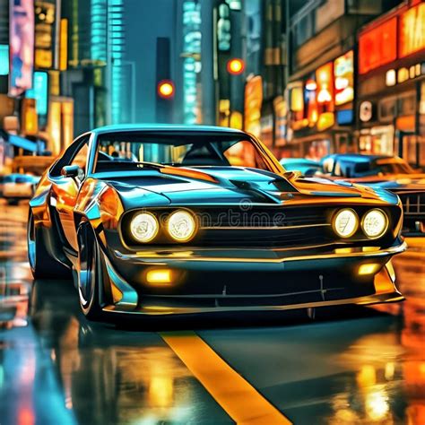 Car in the night city stock photo. Image of city, transport - 305027542