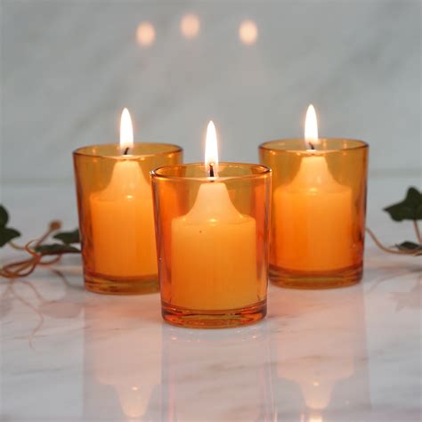 2 5 12 Pack Amber Glass Votive Candle Holder Set Tea Light Holder Set Tableclothsfactory