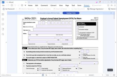 IRS Formular 940 ausfüllen