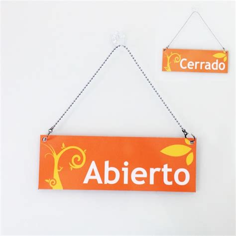 Cartel De Abierto Cerrado Naranja