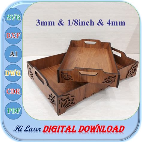 Laser Cut Flat Wooden Serving Tray Etsy