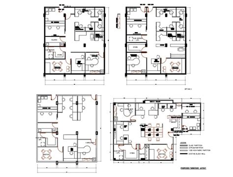 2d View Layout Plan Of Office Building Structure