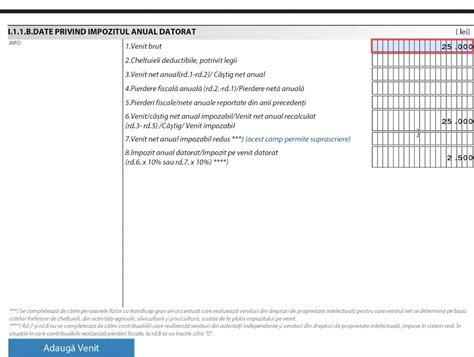 Model completare Declarația Unică 2024 pentru veniturile din chirii