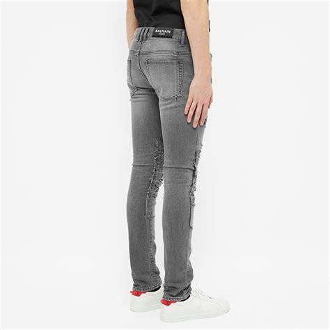 Balmain Slim Distressed Biker Jean Grey End Kr