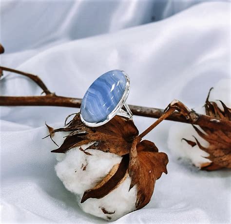 Oval Blue Lace Agate Ring