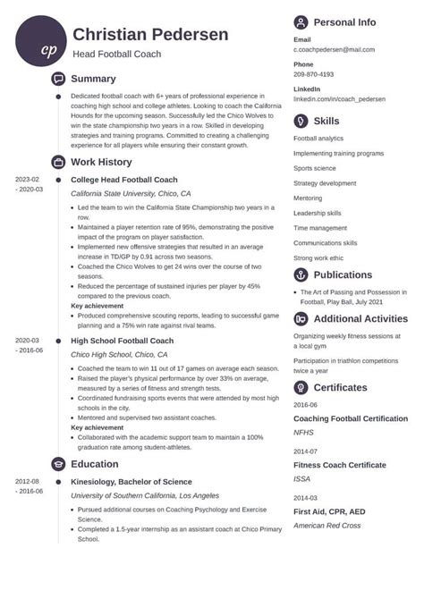 Football Coach Resume Example, Template, and Skills