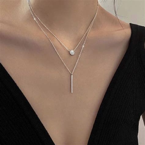 Mam262 Jewelry Silver Layered Bar And Disc Necklace Poshmark