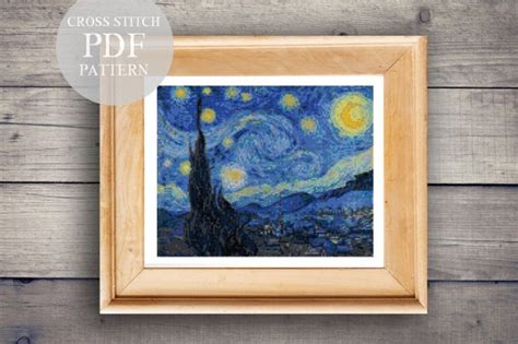 The Starry Night Van Gogh Cross Stitch Pattern. Starry Night - Etsy