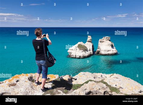 Rocky Coast With Torre Dell Orso With Two Stone Pillars Due Sorello