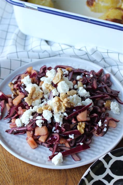 Rotkohlsalat Mit Apfel Waln Ssen Und Feta Ein Leckerer Wintersalat