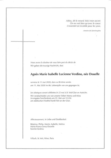 Parte F R Agnes Marie Isabelle Lucienne Verdino Pax Requiem