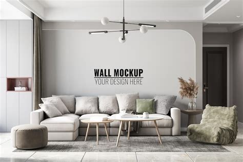 Free Psd Interior Modern Living Room Wall Mockup