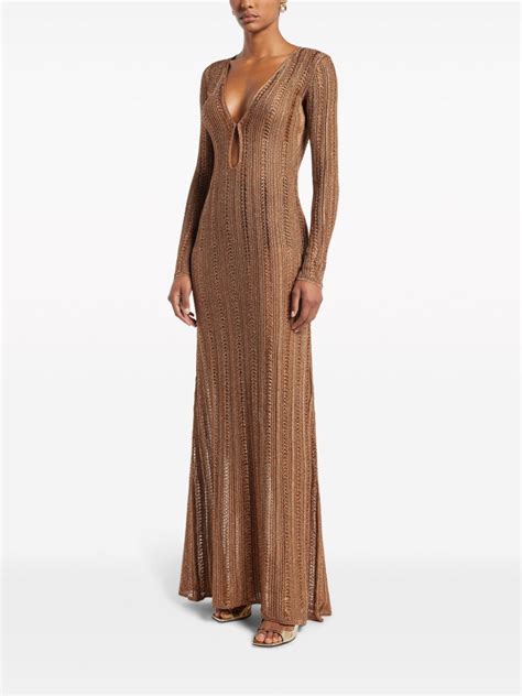 Tom Ford V Neck Lurex Detail Gown Farfetch