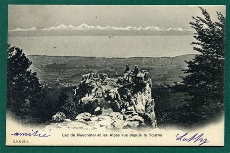 Lac de Neuchâtel et les Alpes vus depuis la Tourne 1906 Kaufen auf